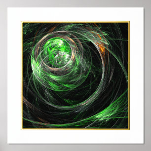 Around the World Green Abstract Art Foil Prints