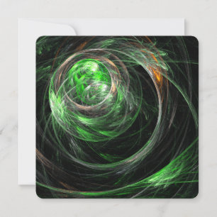 Around the World Green Abstract Art Invitation