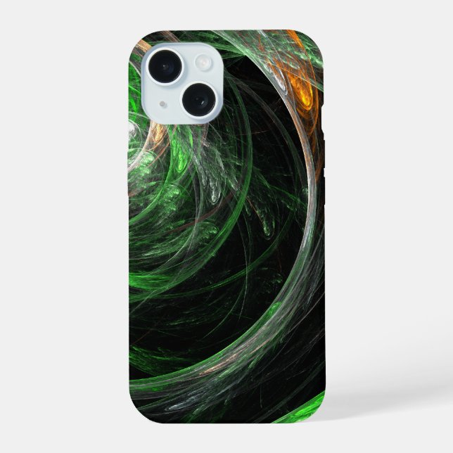 Around the World Green Abstract Art iPhone 15 Case (Back)