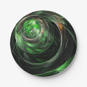 Around the World Green Abstract Art Paper Plate