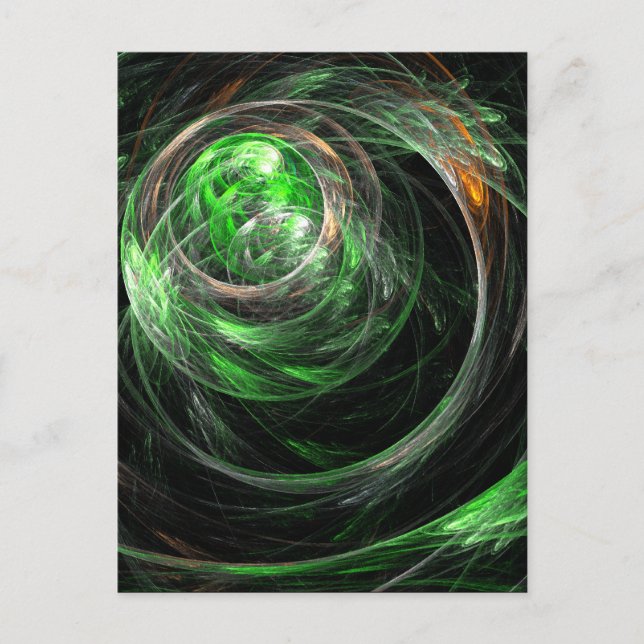 Around the World Green Abstract Art Postcard (Front)