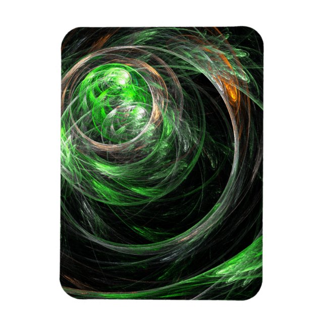 Around the World Green Abstract Art Premium Magnet (Vertical)