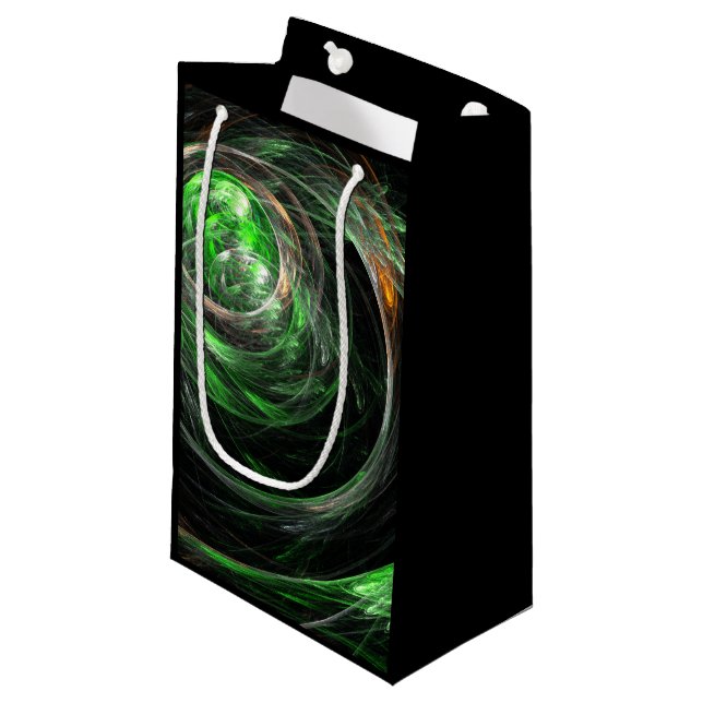 Around the World Green Abstract Art Small Gift Bag (Front Angled)