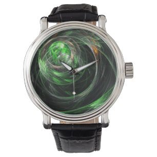 Around the World Green Abstract Art Watch