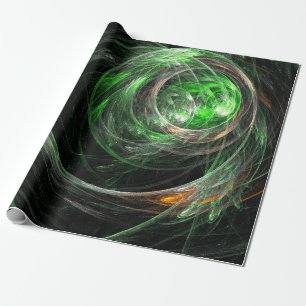 Around the World Green Abstract Art Wrapping Paper