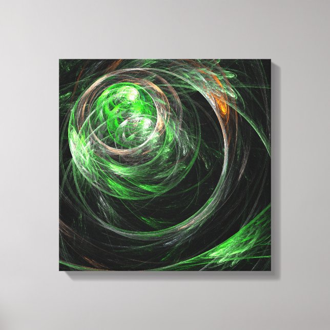 Around the World Green Abstract Quad Canvas Print (Front)