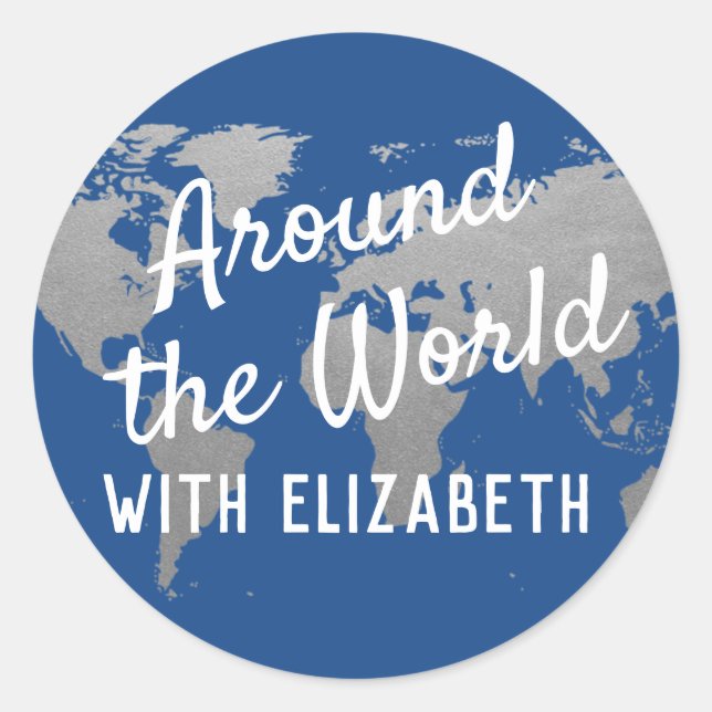 Around the World Travel Theme Map Favour Label (Front)