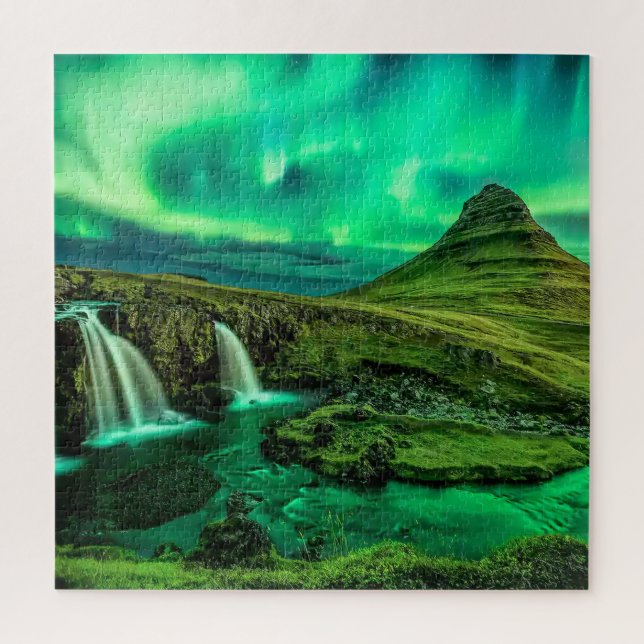 Aroura Borealis over Iceland Jigsaw Puzzle (Vertical)