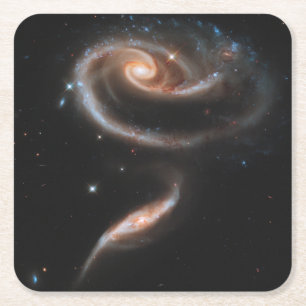 Arp 273 Interacting Galaxies In Andromeda. Square Paper Coaster