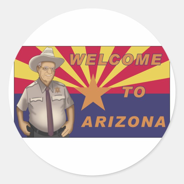 Arpaio: Welcome to Arizona Classic Round Sticker (Front)