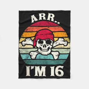 ARR Im 16 Funny Vintage Skull 16 Year Old Birthday Fleece Blanket