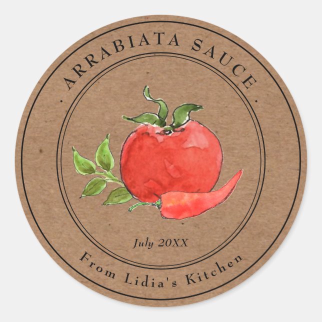 Arrabiata Pasta sauce Kraft paper Jar label (Front)