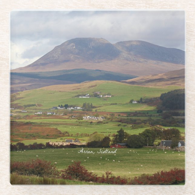 Arran, Scotland scenic landscape Glass Coaster (Front)