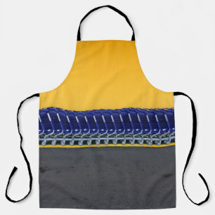 Arranged blue grocery carts apron