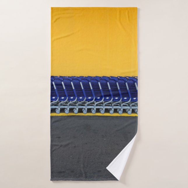 Arranged blue grocery carts bath towel (Bath Towel)