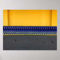 Arranged blue grocery carts