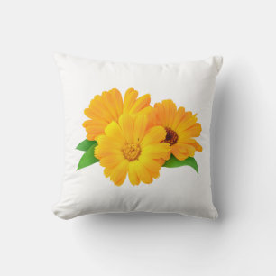 Arranged Calendula Flowers Cushion