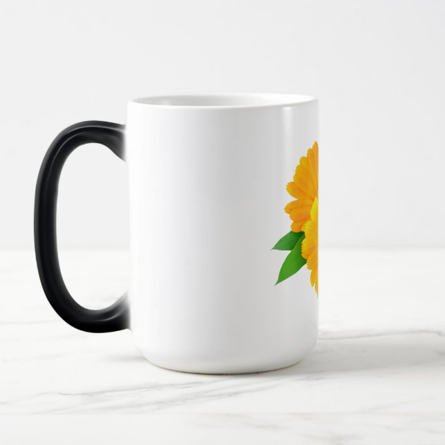 Arranged Calendula Flowers Magic Mug (Left)