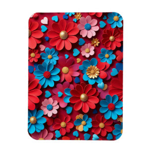 Arrangement of flowers and hearts magnet