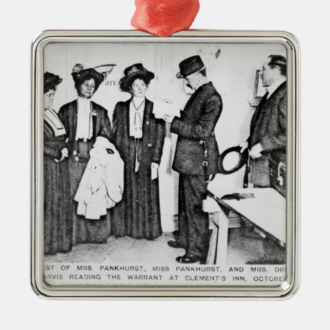 Arrest of Mrs Pankhurst Metal Tree Decoration (Front)