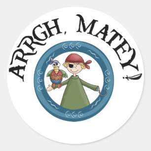 Arrgh Matey Pirate And Parrot Sticker