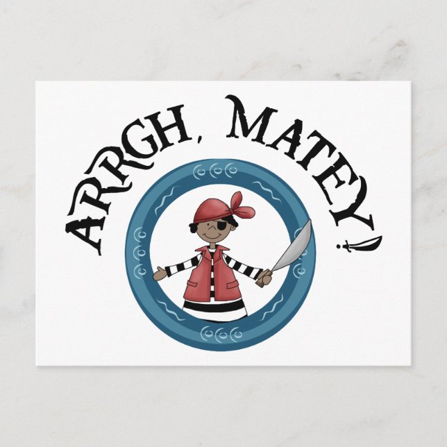 Arrgh Matey Pirate Boy Postcard (Front)
