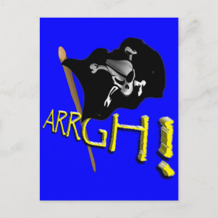 ARRGH! Waving Jolly Roger Pirate Flag Postcard