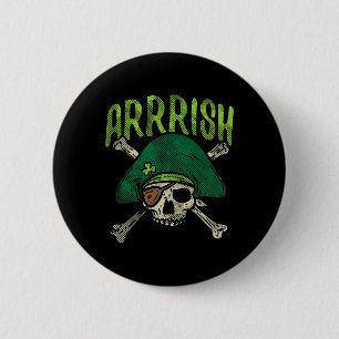 Arrish Irish Pirate Skull Leprechaun St Patricks D 6 Cm Round Badge