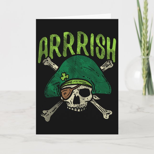 Arrish Irish Pirate Skull Leprechaun St Patricks D Card (Front)