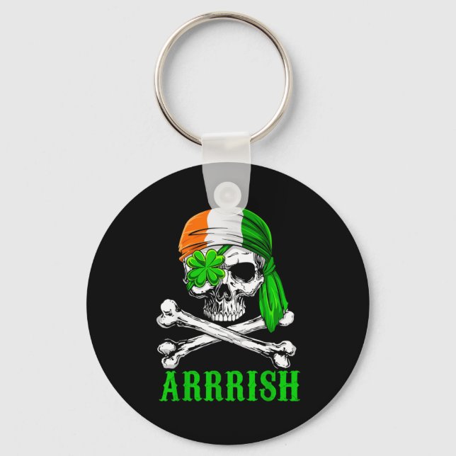 Arrish Irish Rate Skull St Patricks Day Clover Gif Key Ring (Front)