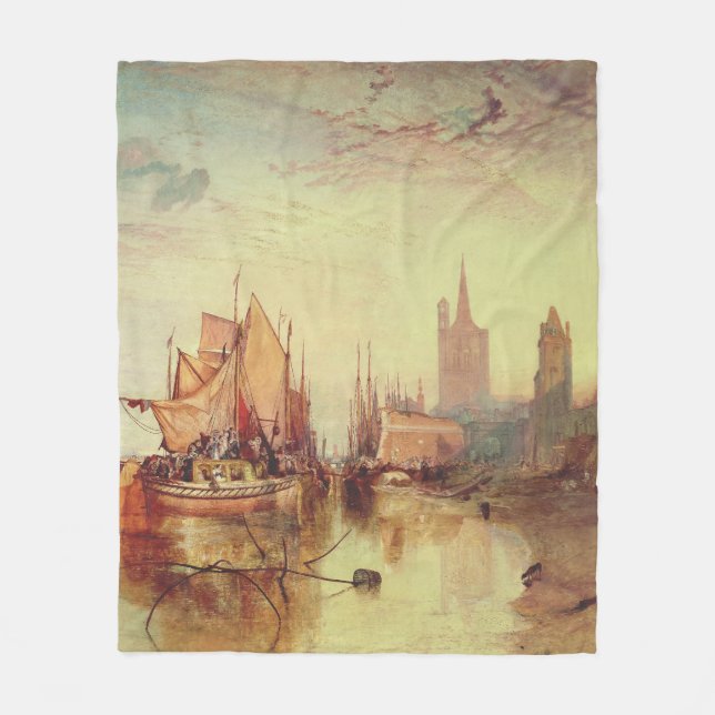 Arrival of a Packet Boat by Joseph Turner Fleece Blanket (Front)