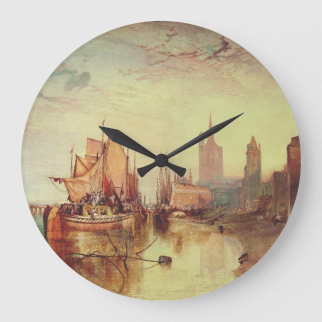 Arrival of a Packet Boat by Joseph Turner Large Clock (Front)