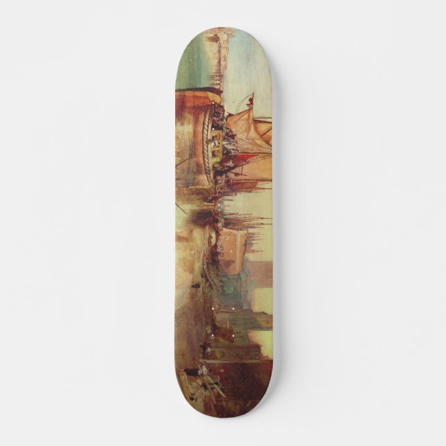 Arrival of a Packet Boat by Joseph Turner Skateboard (Front)