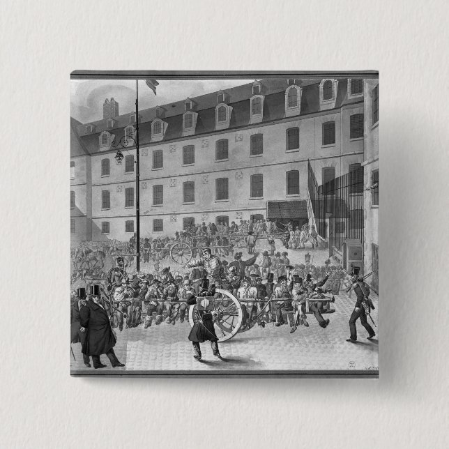 Arrival of the convicts at Bicetre 15 Cm Square Badge (Front)