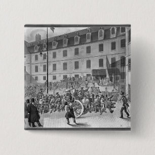 Arrival of the convicts at Bicetre 15 Cm Square Badge
