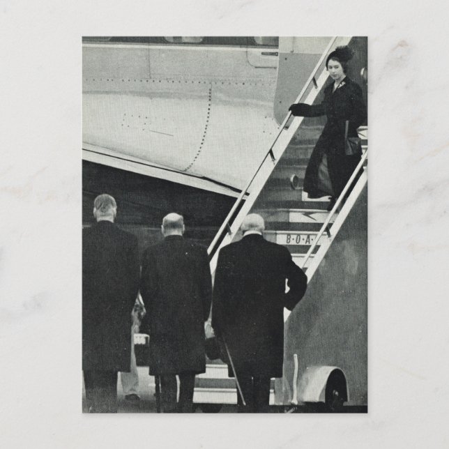Arrival Queen Elizabeth II  as Queen Postcard (Front)