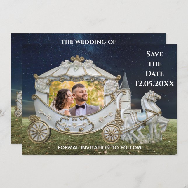 Arriving at the Castle - Save The Date Photo Invitation (Front/Back)