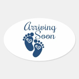 Arriving Soon Oval Sticker