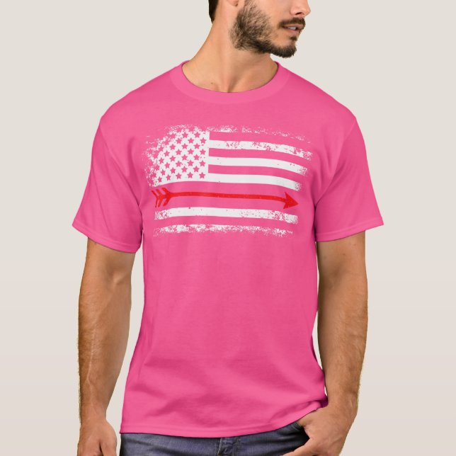Arrow American Flag Archery Lover Bow Hunting T-Shirt (Front)