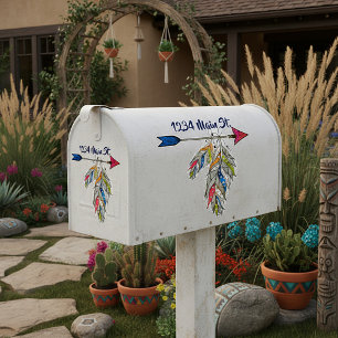 Arrow and feathers mailbox sticker