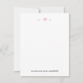 Arrow and Heart A2 Stationery - PINK Note Card