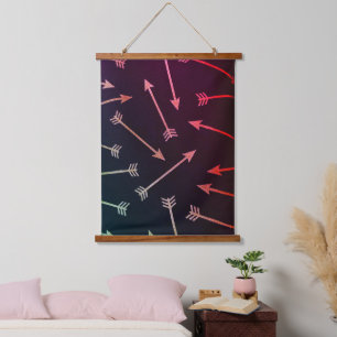 Arrow Artwork, Pink hues on Black Hanging Tapestry