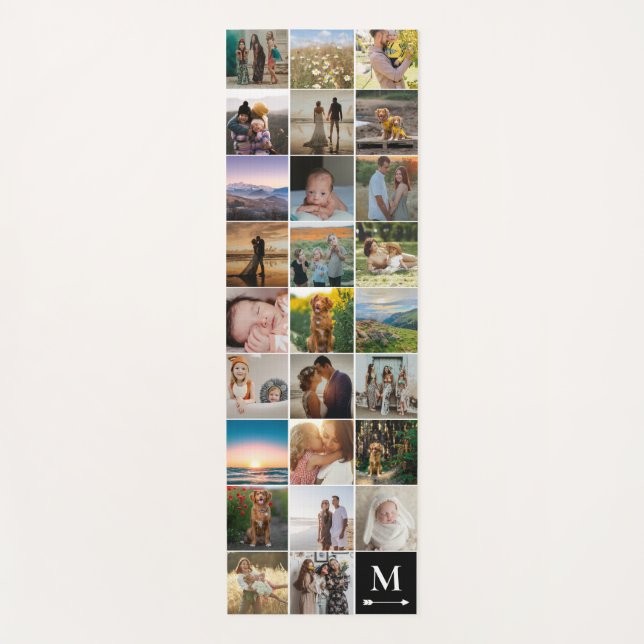 Arrow Black Monogram 26 Square Photo Collage Yoga Mat (Front)