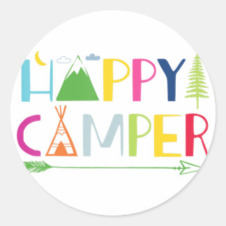 Arrow Camper Happy Summer Camp Camping Gift Men Wo Classic Round Sticker