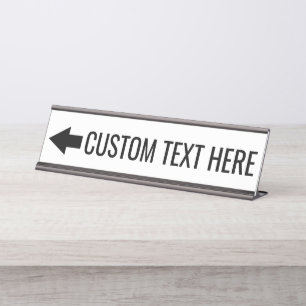 Arrow Direction with Custom Text - pointing LEFT Desk Name Plate