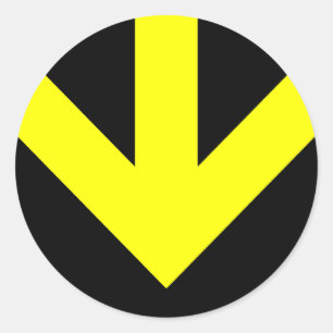 arrow down. colour customisable. classic round sticker