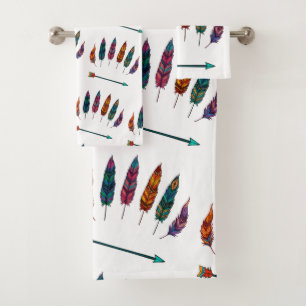 arrow & feathers bath towel set