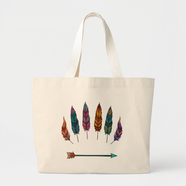 arrow & feathers large tote bag (Front)