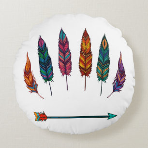 arrow & feathers round cushion