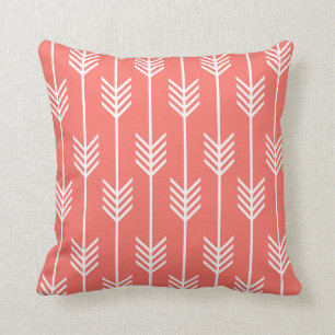 Arrow Fletching Pattern Live Coral Cushion